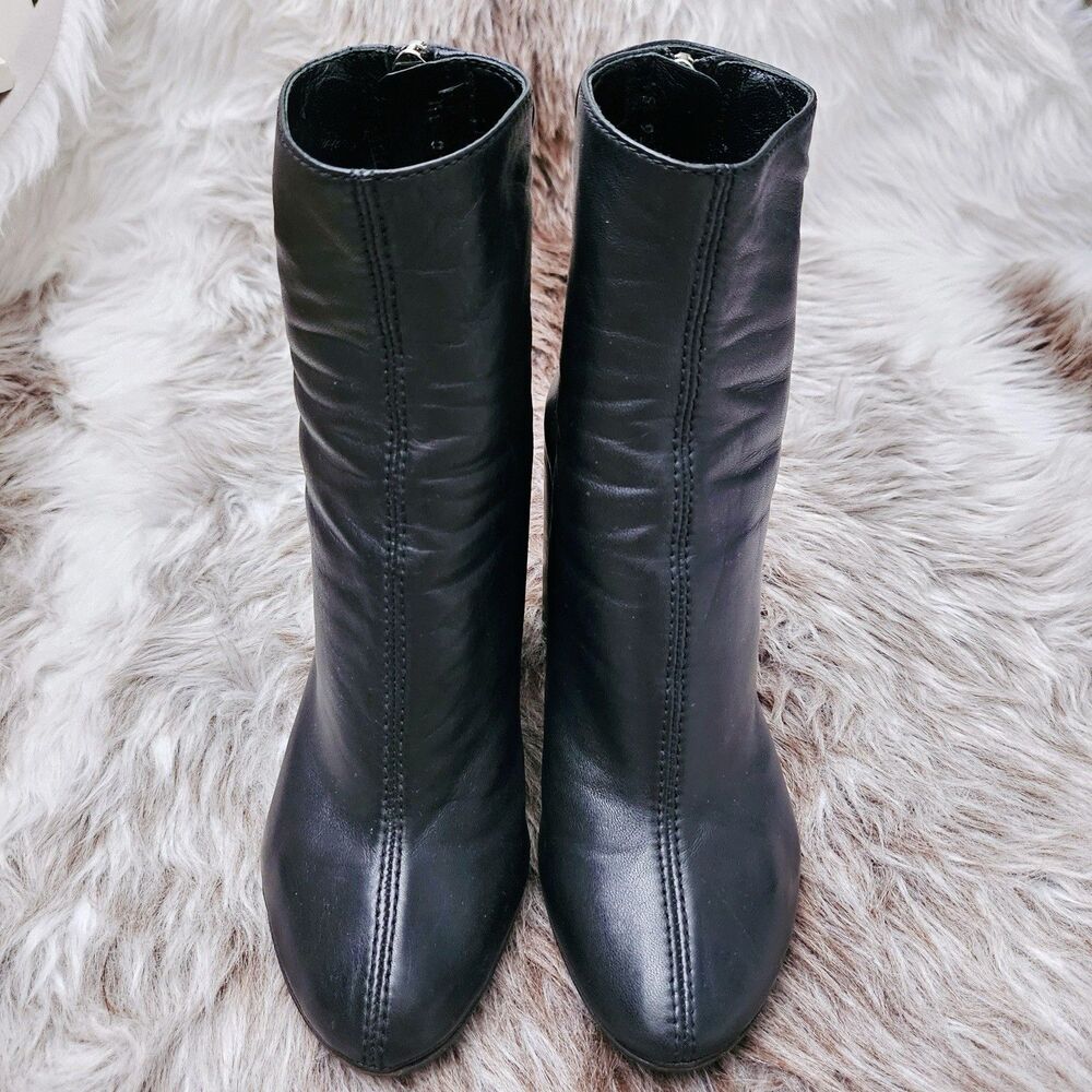 RARE Vintage Christian Dior Black Leather Ankle Boots Women Size 36